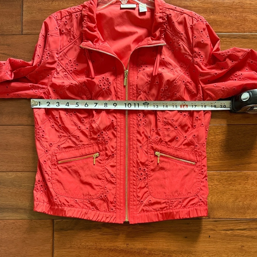 Zenergy by Chico's Orange Eyelet Jacket with gold hardware Size 1 - Picture 8 of 9